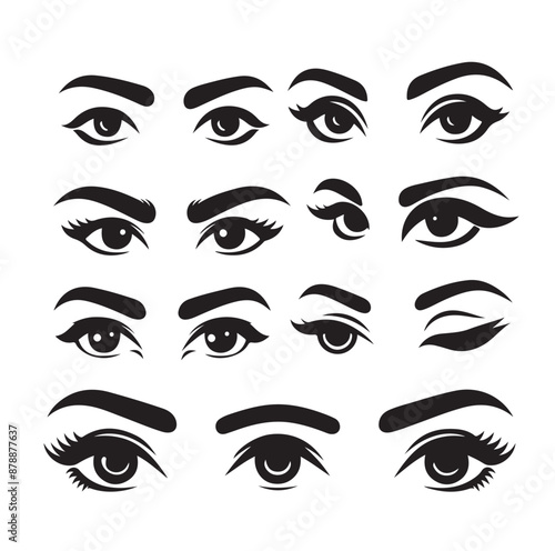 man and woman isolated vector eyes and eyebrows silhouette illustration