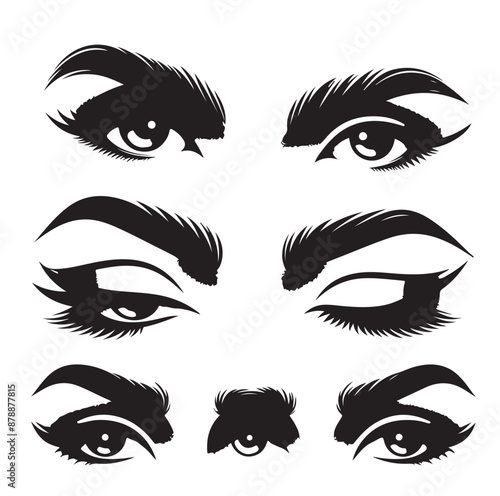 man and woman isolated vector eyes and eyebrows silhouette illustration