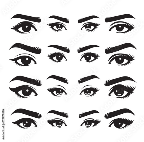 man and woman isolated vector eyes and eyebrows silhouette illustration