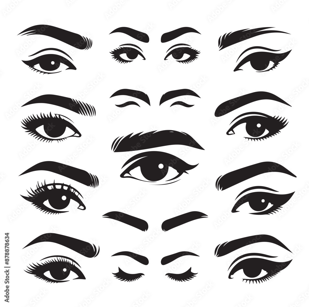 man and woman isolated vector eyes and eyebrows silhouette illustration man and woman isolated vector eyes and eyebrows silhouette illustration
