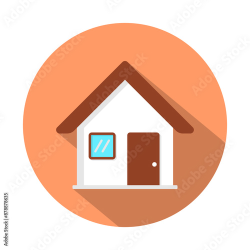 Home Flat Icon. Pixel Perfect. For Mobile and Web. House icon, Home sign. Isolated on white background. Vector illustration.