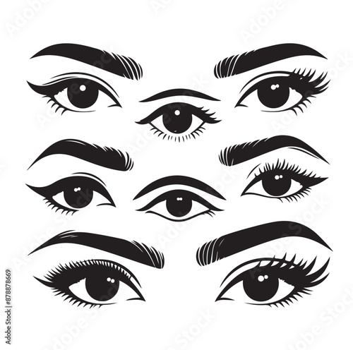 man and woman isolated vector eyes and eyebrows silhouette illustration