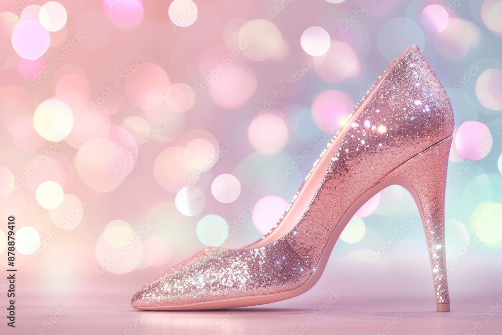 Obraz premium A pink high heel with glitter on it