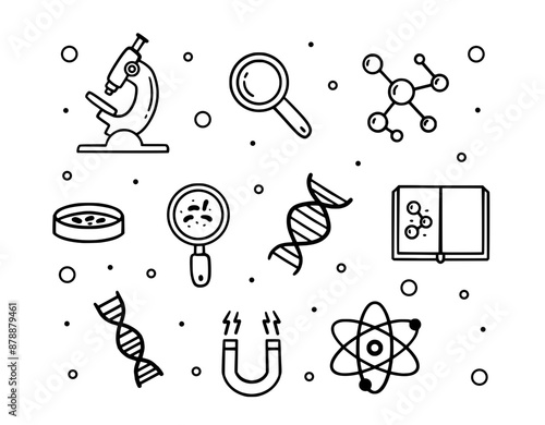 Complete Laboratory Doodle Icons: Science, Medicine, and Research Collection