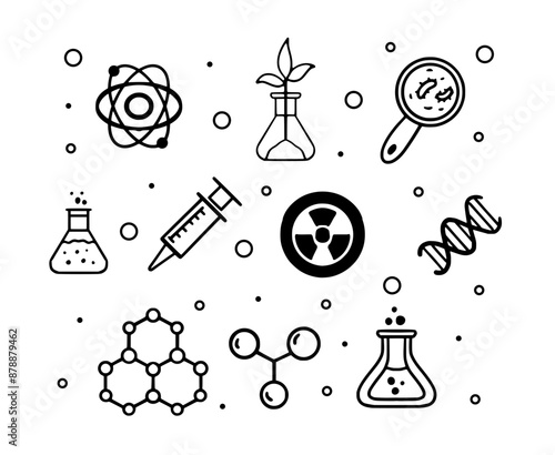 Complete Laboratory Doodle Icons: Science, Medicine, and Research Collection
