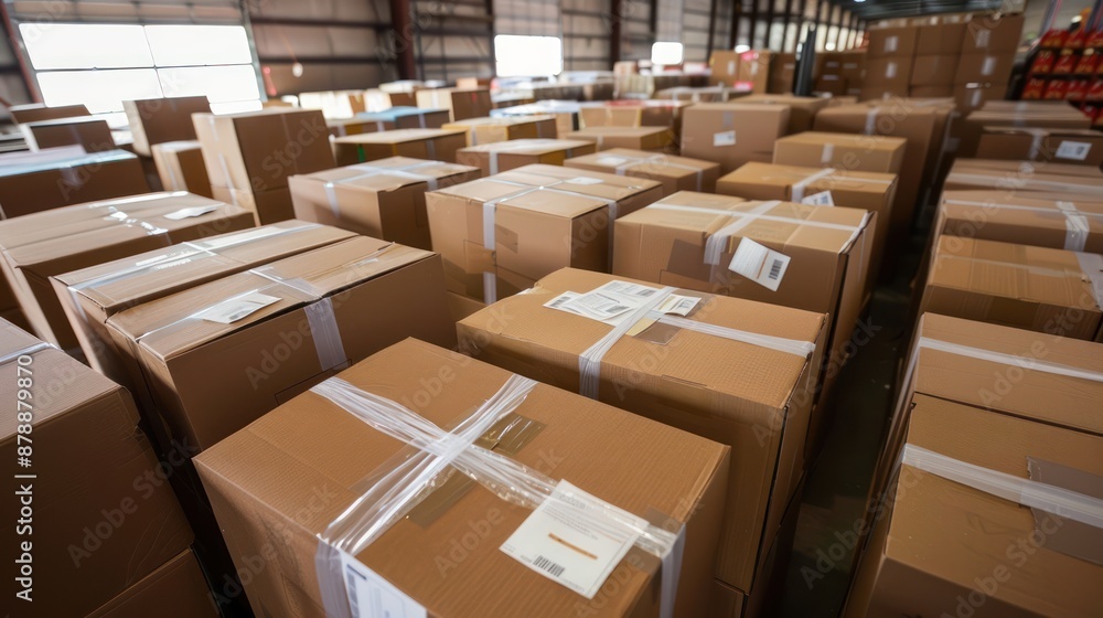 A meal kit delivery service's warehouse with boxes ready to ship A meal kit delivery service's warehouse with boxes ready to ship