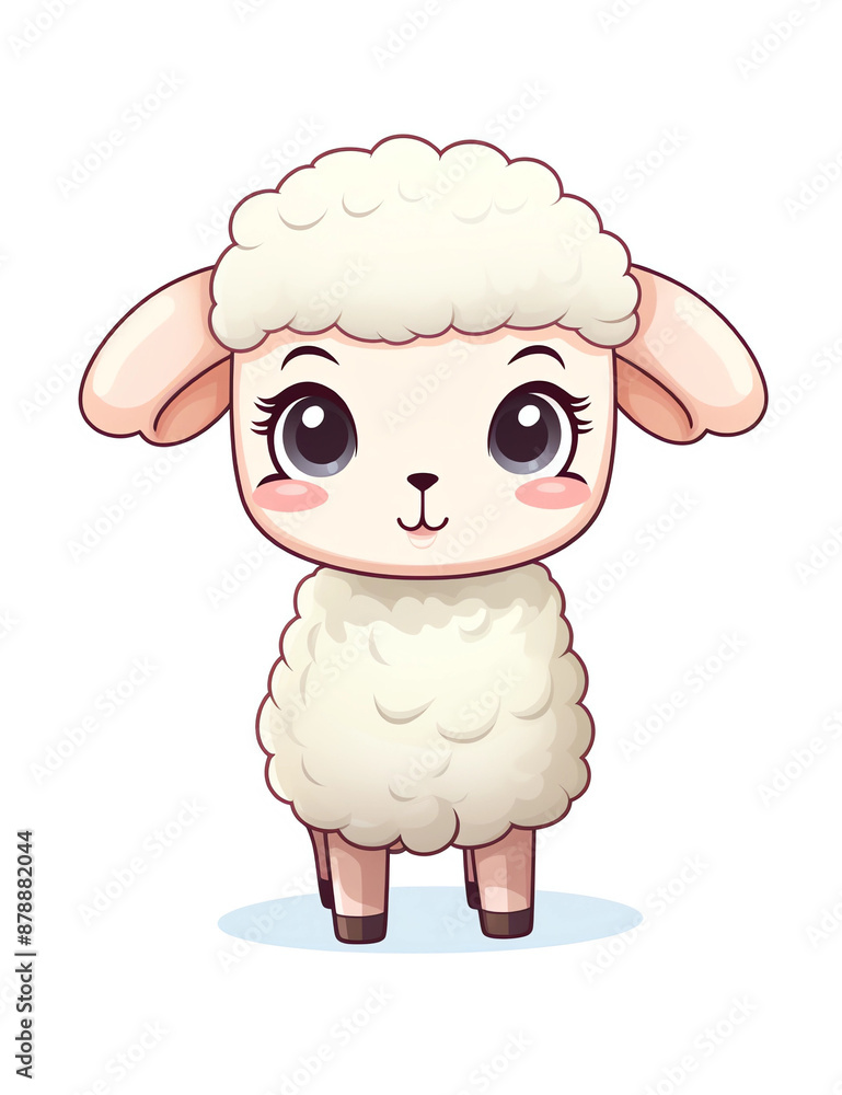 Cute cartoon vector illustration of an adorable sheep, on a white background Cute cartoon vector illustration of an adorable sheep, on a white background
