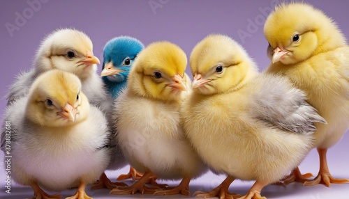 Cute chicks of various colors photo