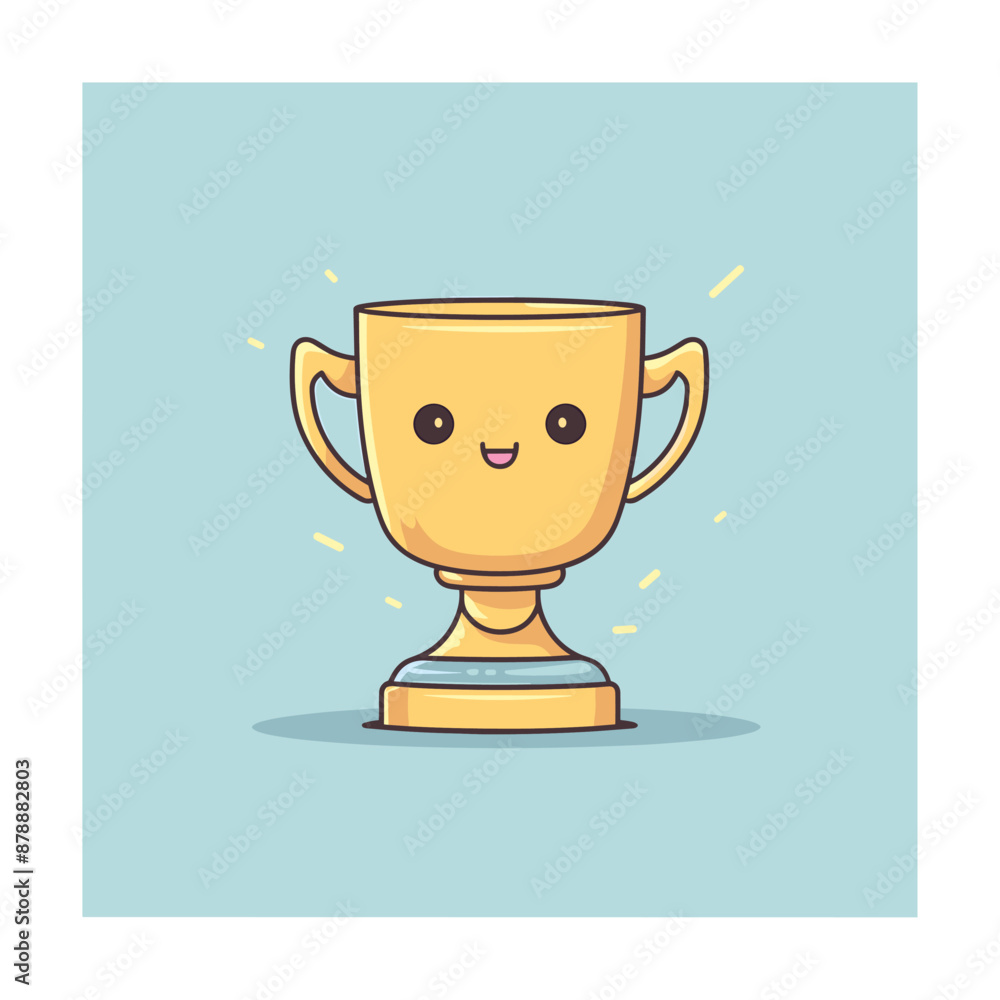 a cute drawing of a trophy, 2d, simple, flat a cute drawing of a trophy, 2d, simple, flat