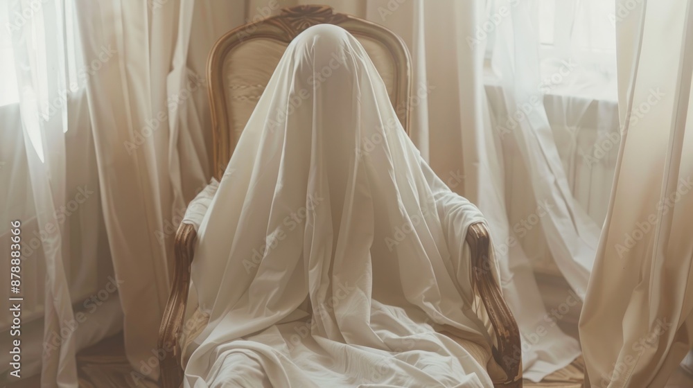 Mysterious Figure in White Sheet. Mysterious Figure in White Sheet.