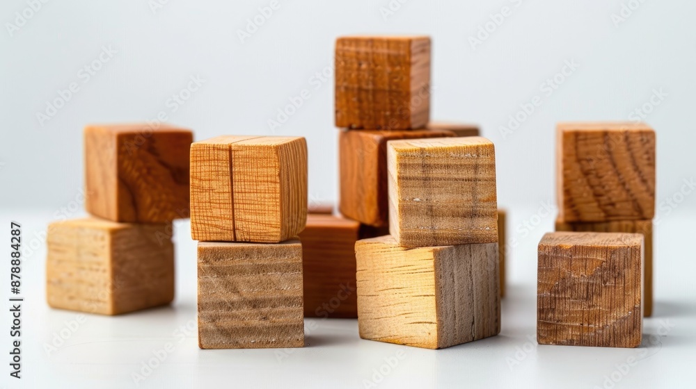 Wooden business concept blocks on white background Wooden business concept blocks on white background