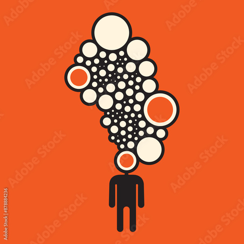bubbling ideas coming out of a brainstorming person