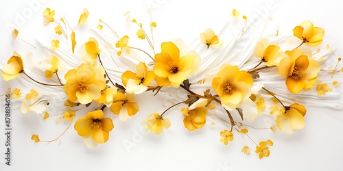Fototapeta Naklejka Na Ścianę i Meble -  Beautiful yellow flowers on a white background