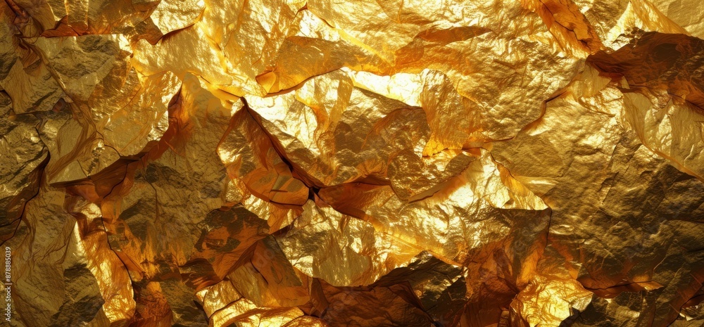 Closeup of a golden sunlit wall leaf sparkling with elegance and beauty for artistic inspiration Closeup of a golden sunlit wall leaf sparkling with elegance and beauty for artistic inspiration