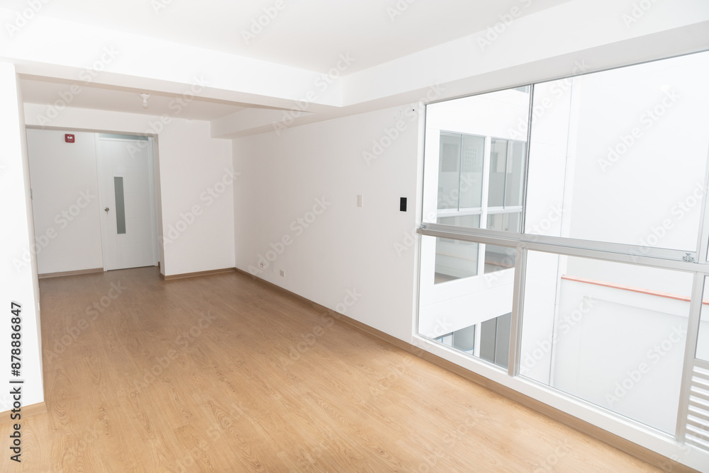 Fototapeta premium Apartment living room with wooden floor