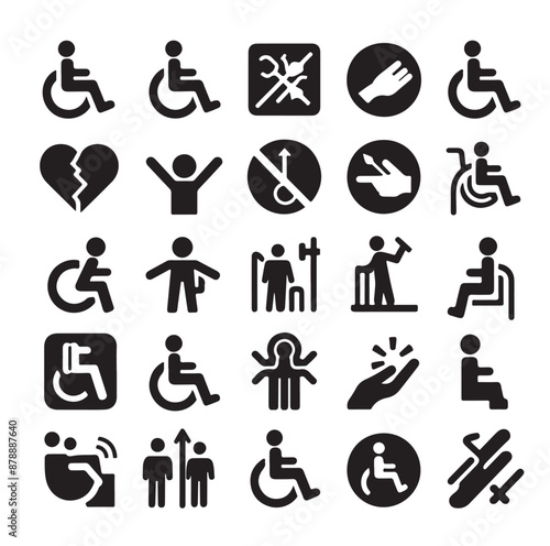 Disabled icons Silhouette vector illustration