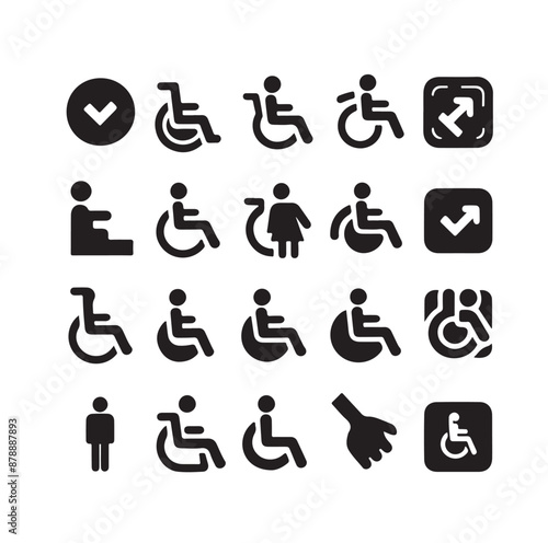 Disabled icons Silhouette vector illustration