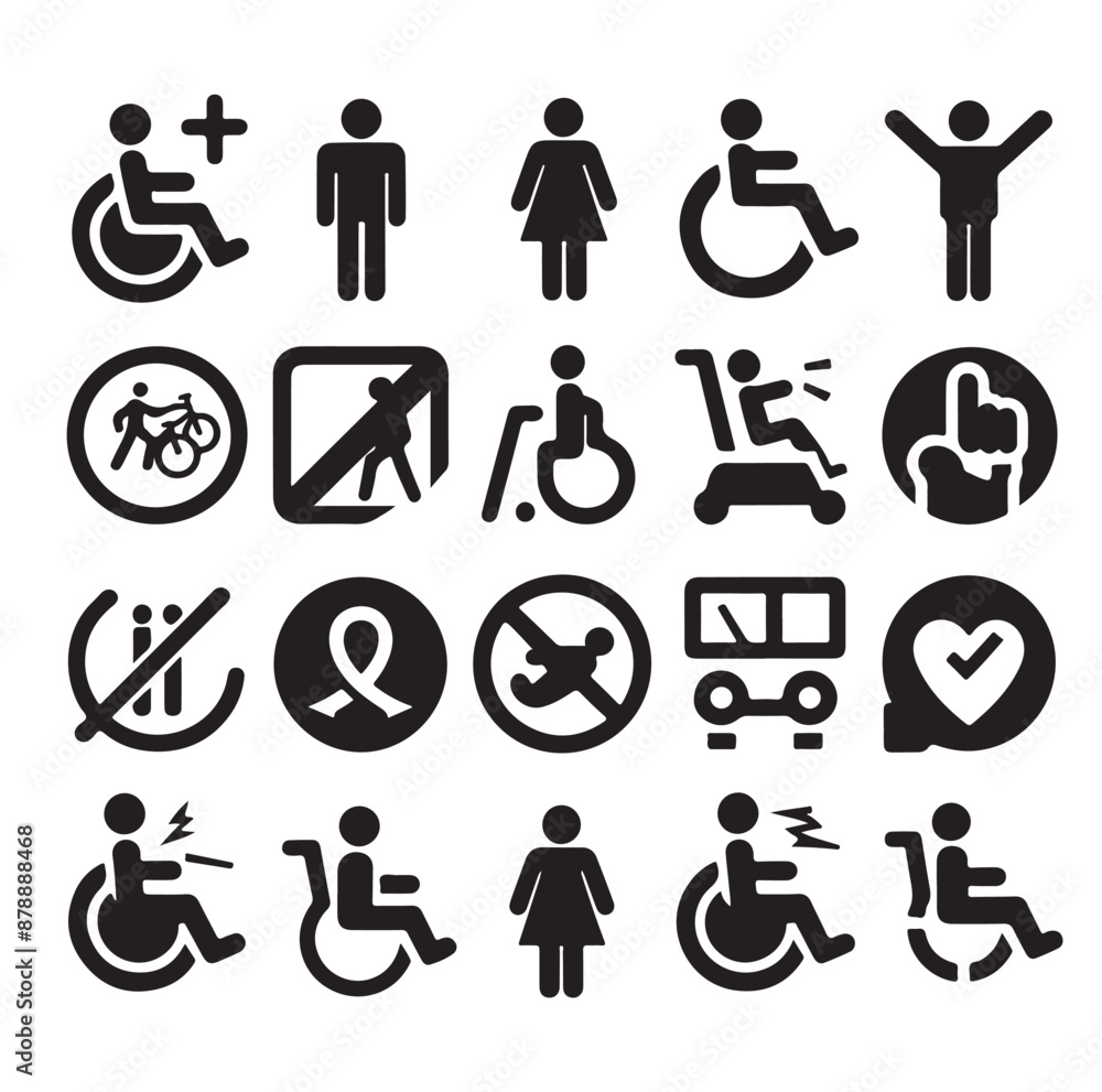 Disabled icons Silhouette vector illustration Disabled icons Silhouette vector illustration