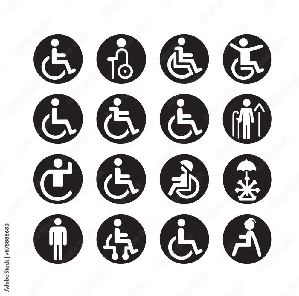Disabled icons Silhouette vector illustration Disabled icons Silhouette vector illustration