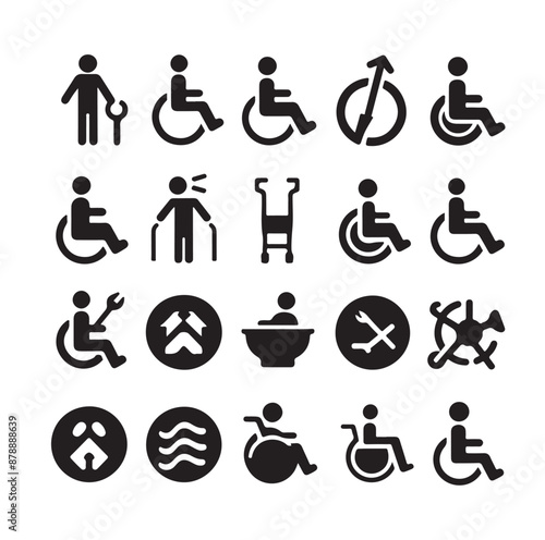 Disabled icons Silhouette vector illustration
