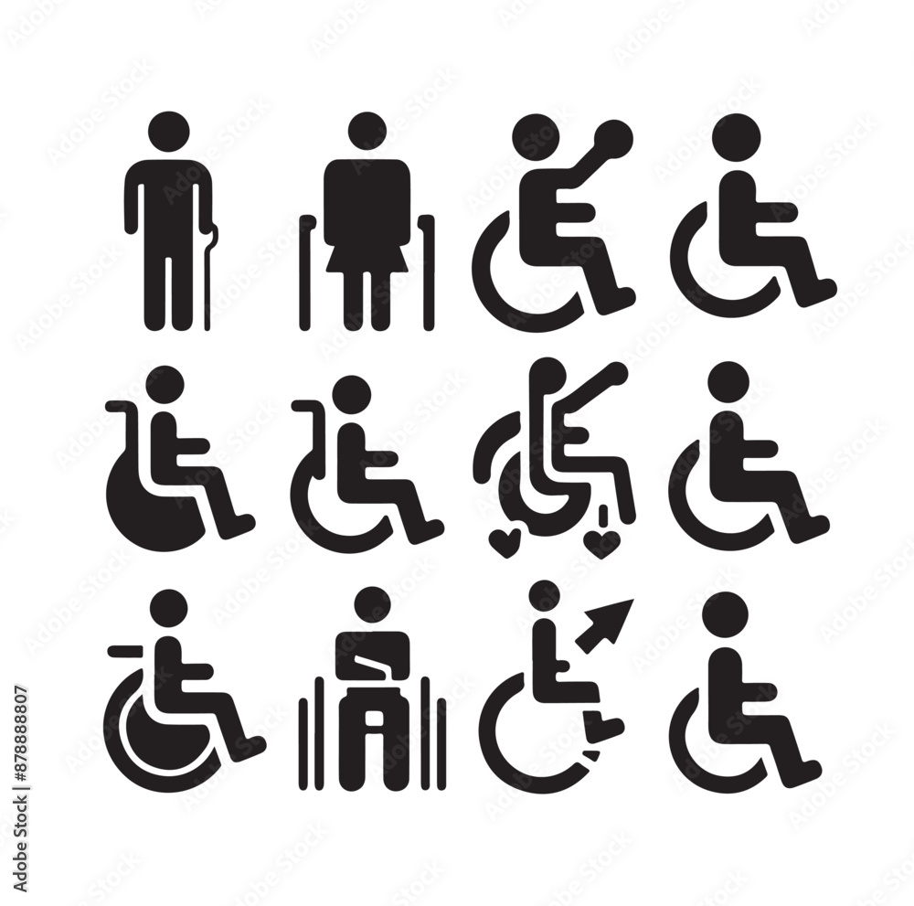 Disabled icons Silhouette vector illustration Disabled icons Silhouette vector illustration