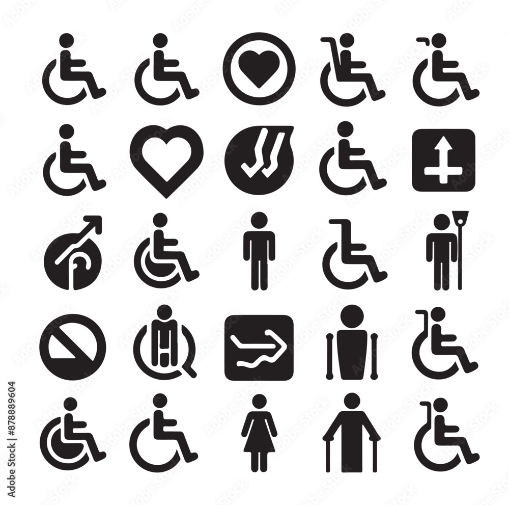 Disabled icons Silhouette vector illustration Disabled icons Silhouette vector illustration