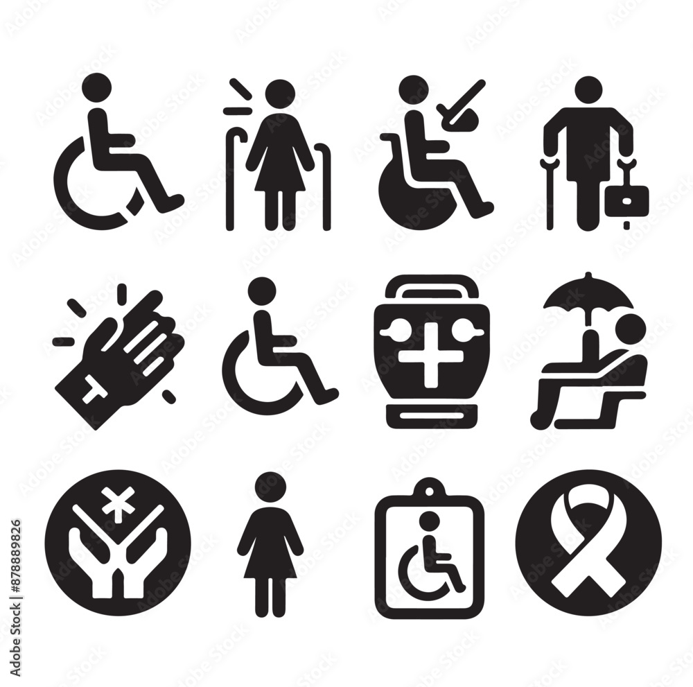 Disabled icons Silhouette vector illustration Disabled icons Silhouette vector illustration