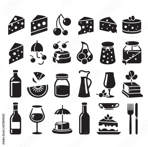 cheese elements Silhouette vector illustration