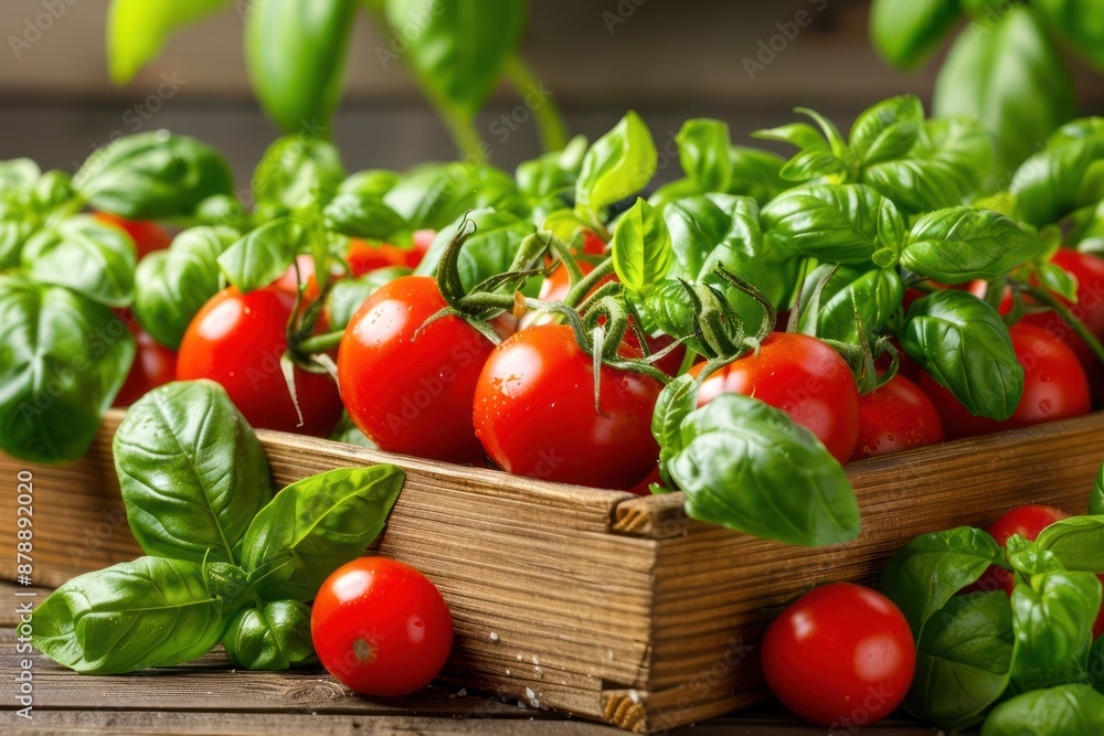 Freshly Picked Tomatoes and Basil Garden-Fresh Flavorful Ingredients for Delicious Dishes, Capture the Taste of Summer with Nature's Bounty, Enjoy the Natural Goodness in Every Bite Freshly Picked Tomatoes and Basil Garden-Fresh Flavorful Ingredients for Delicious Dishes, Capture the Taste of Summer with Nature's Bounty, Enjoy the Natural Goodness in Every Bite