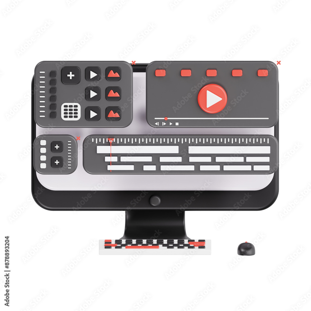 Fototapeta premium editing software 3d icon, content creator 3d icon set, transparent background