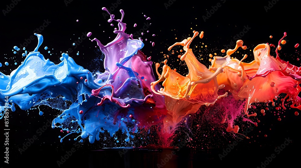 Vibrant Color Explosions on Black Background