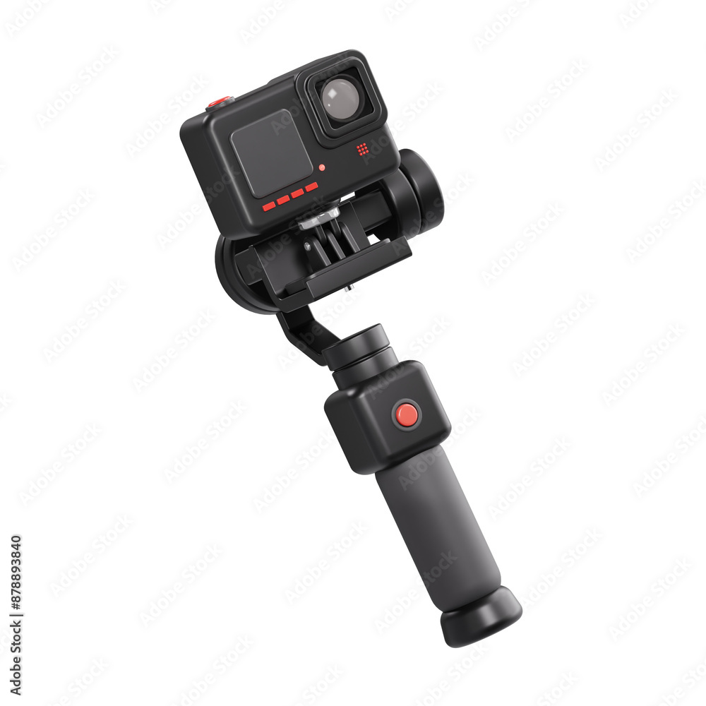 go pro with gimbal 3d icon, content creator 3d icon set, transparent background go pro with gimbal 3d icon, content creator 3d icon set, transparent background