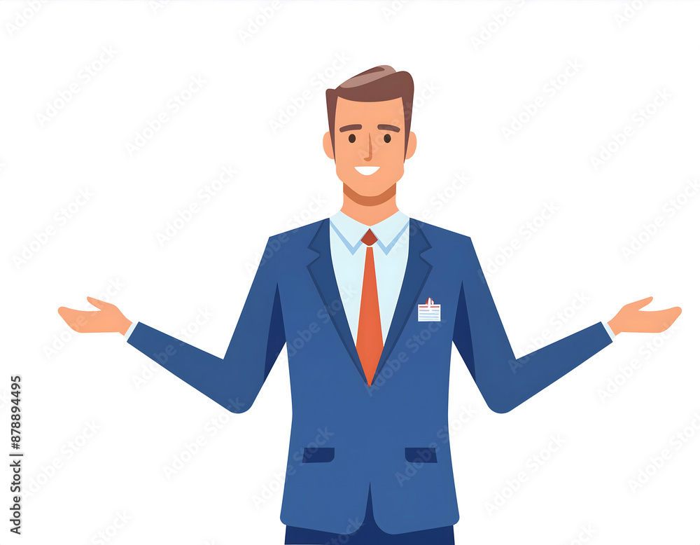 A cartoon illustration of a bank employee A cartoon illustration of a bank employee