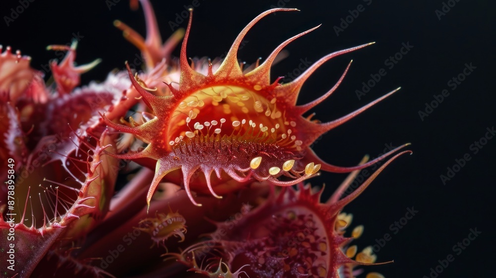 Close-up of a Venus Flytrap's Spiky Trap. Close-up of a Venus Flytrap's Spiky Trap.