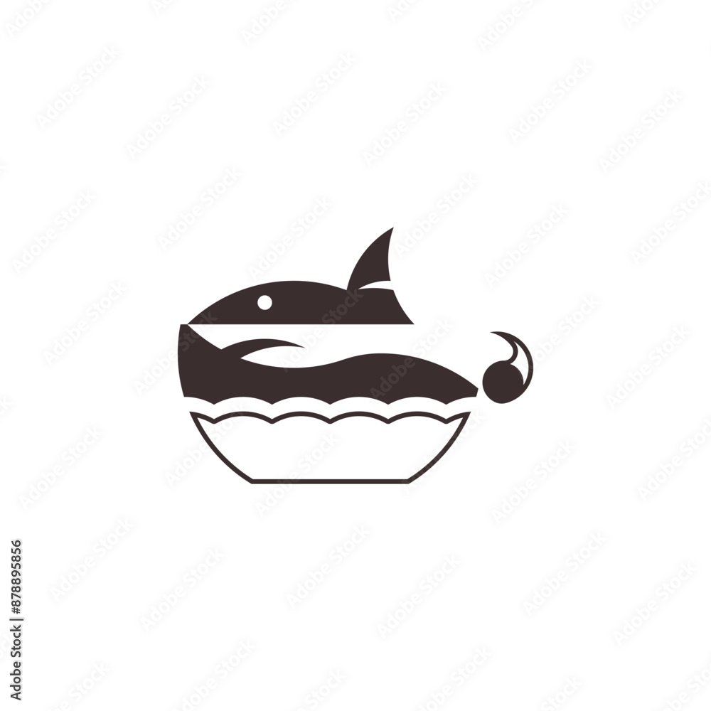 Abstract Logo Combining Shark and Cup Elements Abstract Logo Combining Shark and Cup Elements