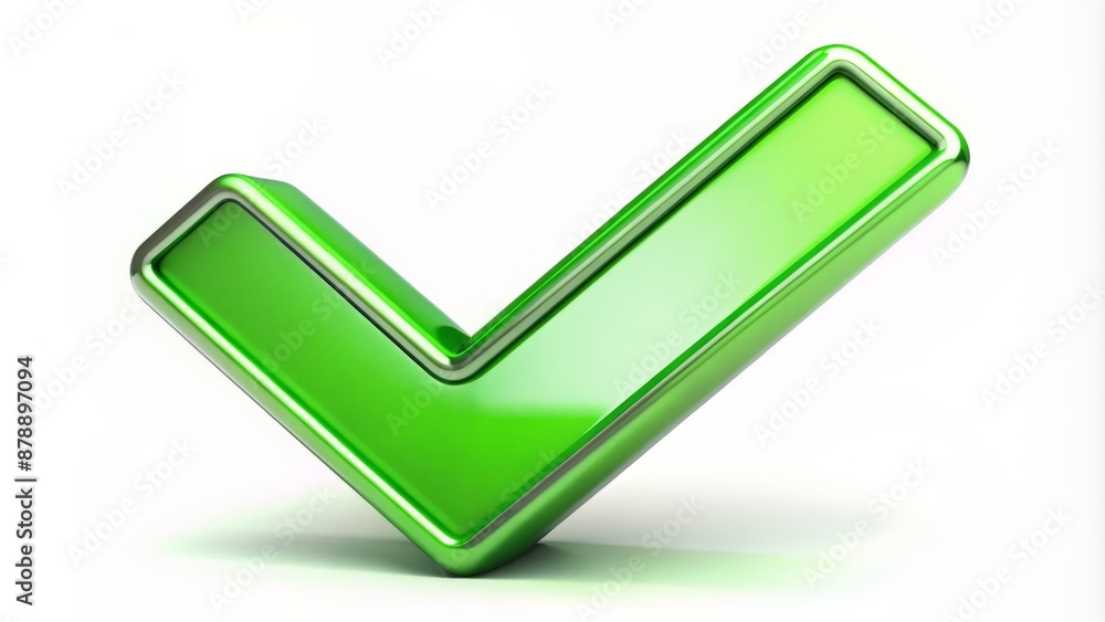 Green Check Mark Icon Isolated On White Background. 3D Rendering Illustration. Green Check Mark Icon Isolated On White Background. 3D Rendering Illustration.