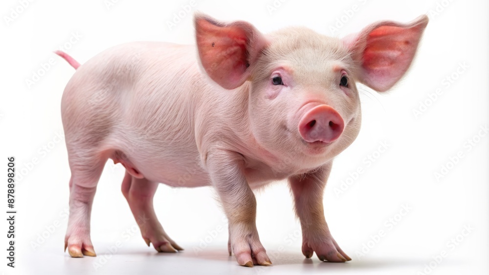 An Adorable Pink Piglet Isolated On A White Background An Adorable Pink Piglet Isolated On A White Background