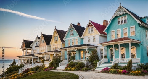 Classic houses on Mackinac Island in Michigan. Simulated from actual sources © Luxury Richland