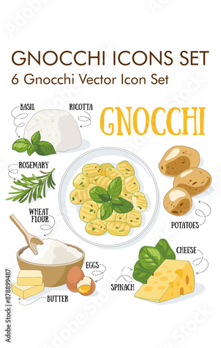Gnocchi logo vector Icon set 