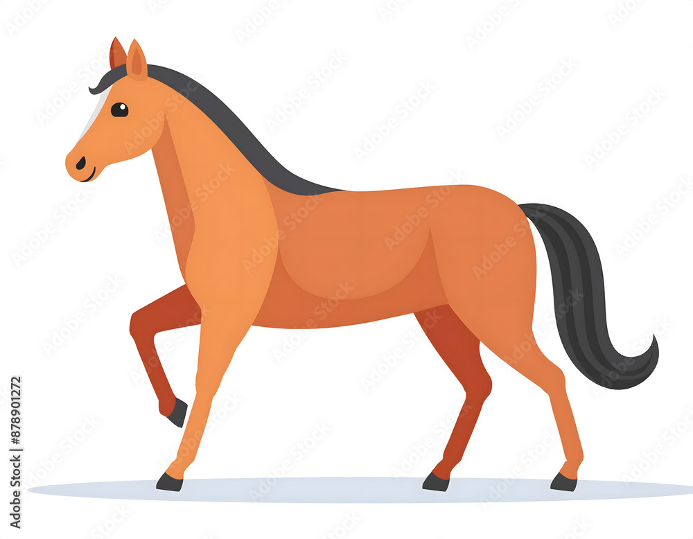 Obraz premium Cartoon illustration of a horse on white background