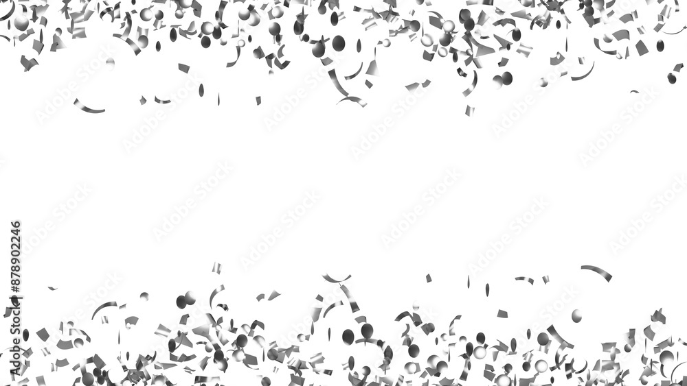 Silver confetti frame. Rectangle decoration for Christmas card or poster. Silver confetti frame. Rectangle decoration for Christmas card or poster.