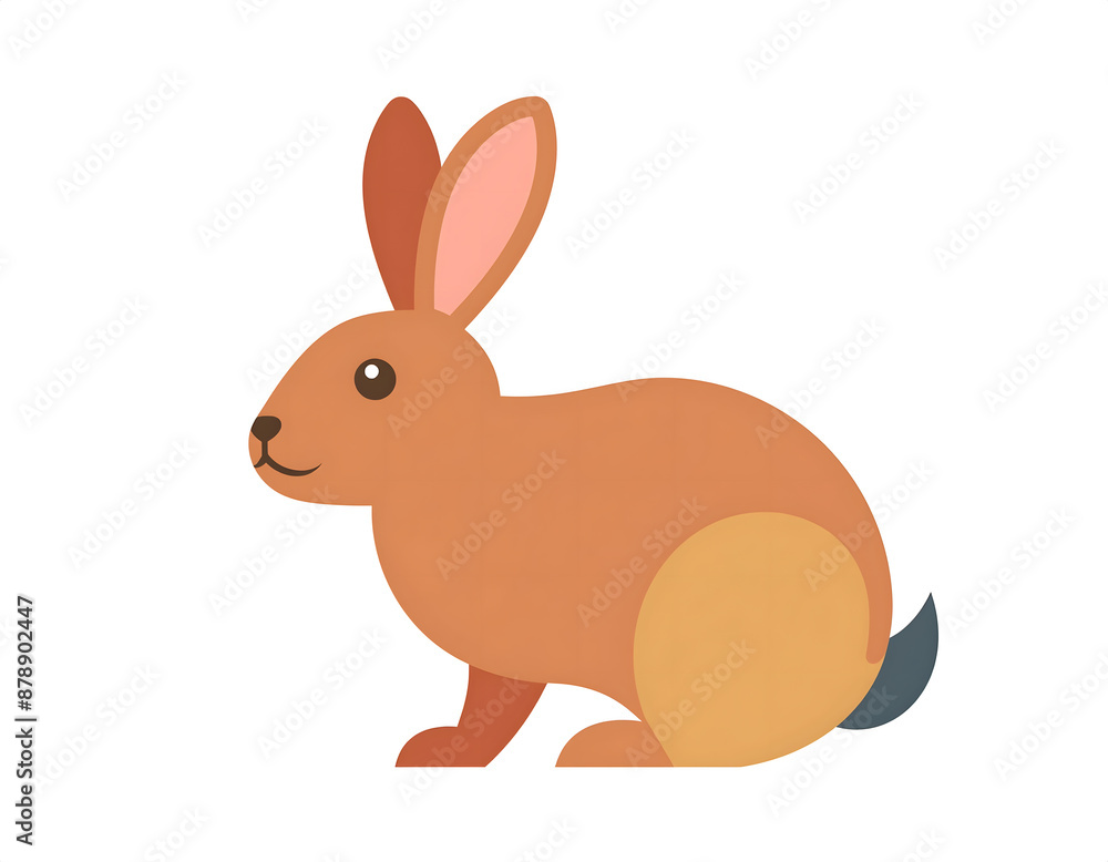Obraz premium A cartoon illustration of a chubby rabbit lying on a white background