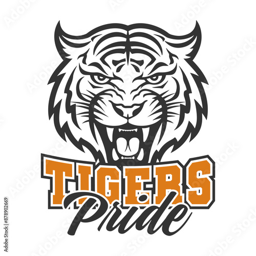 Tigers Illustration Clip Art Design Shape. Mascot Silhouette Icon Vector.	
