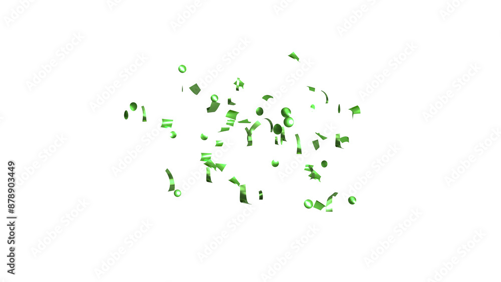 Green Confetti explodes on a white background Green Confetti explodes on a white background