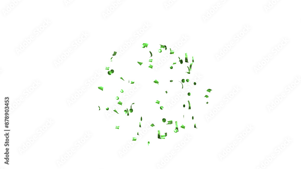 Green Confetti explodes on a white background Green Confetti explodes on a white background