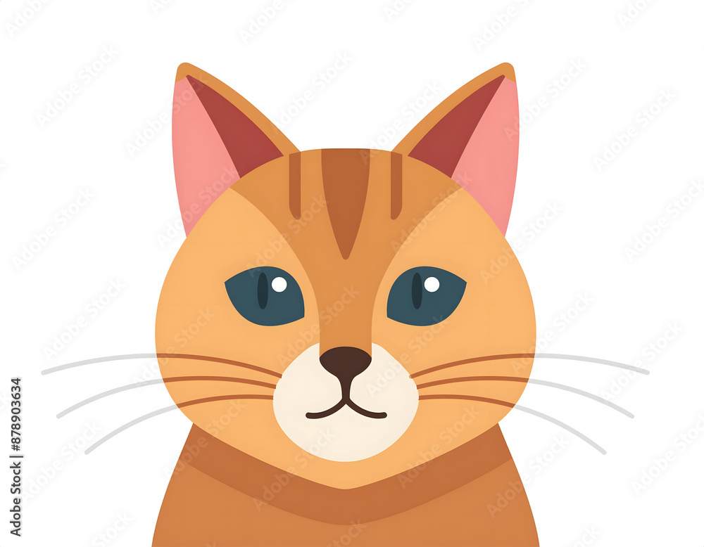 Fototapeta premium Cute kitten head close-up cartoon illustration