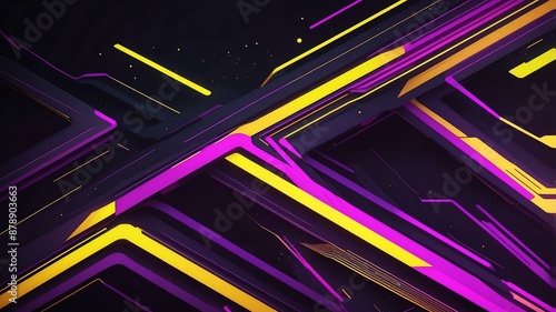abstract futuristic neon purple and bright yellow diag background photo