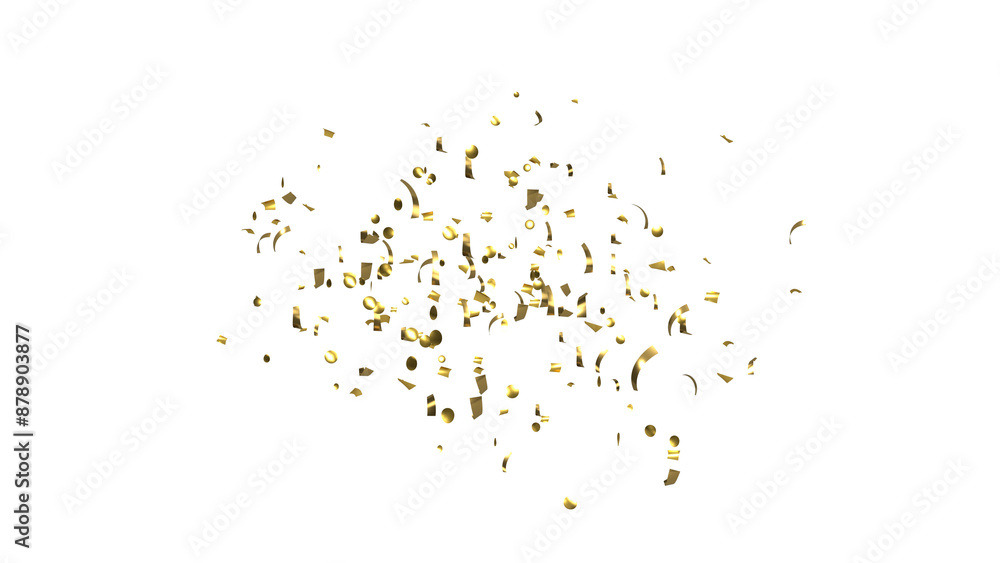 Golden tinsel Confetti explodes on a white background Golden tinsel Confetti explodes on a white background