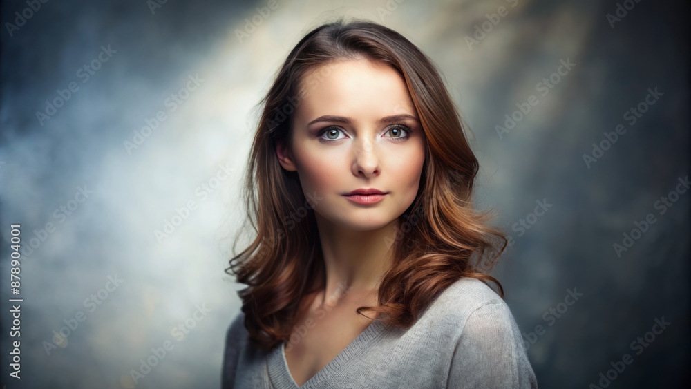 Soft focus serene atmosphere features a blurred vacant gray background awaiting subject placement perfect for portrait composition overlay. Soft focus serene atmosphere features a blurred vacant gray background awaiting subject placement perfect for portrait composition overlay.