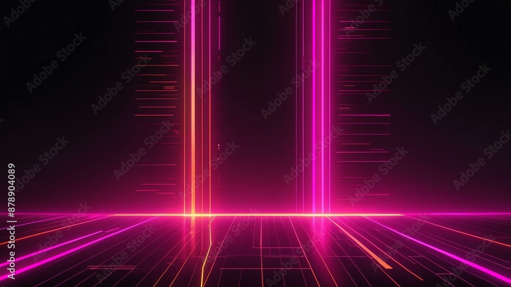 Obraz premium abstract futuristic hot pink and neon orange vertical background